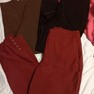 Chico's Pants Lot of 3 Size 0.5 Black Brown Burgundy 6 Pull On